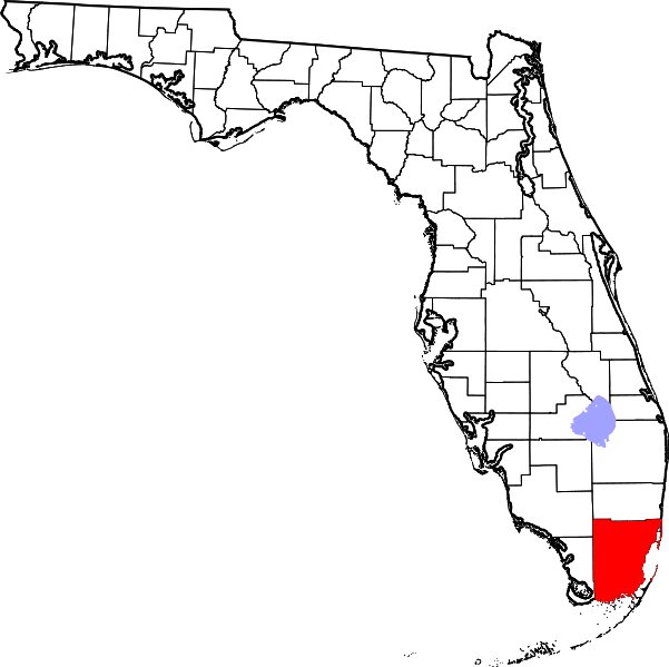 Map of Miami Dade County Florida Highlighting Dade County.svg